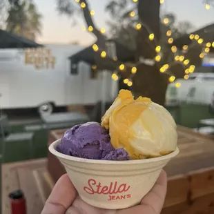 Ube pandesal toffee and mango sticky rice