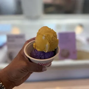 Ube Pandesal Ice Cream and Mango Sticky Rice Ice Cream