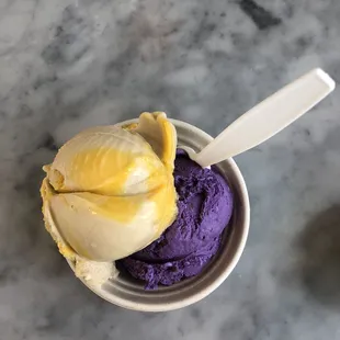 Mango Sticky Rice Ice Cream &amp; Ube Pandesal Ice Cream