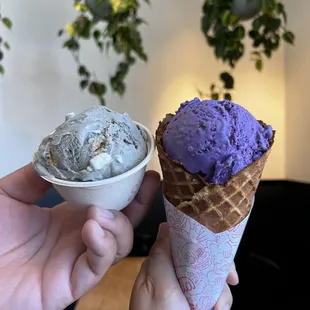 two cones of ice cream