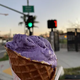 Ube and Pandesal Toffee in a waffle cone--delicious!