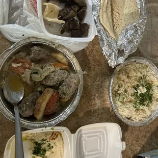 The special &quot;Kufta Betahinne&quot; and small side of gyro meat.  This is after I was full. Huge portions