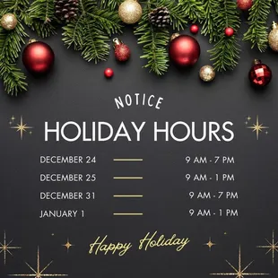 Holiday Hours.