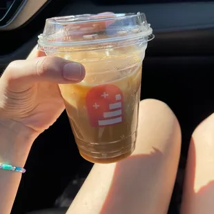 Medium oat milk latte with 1/2 white mocha.