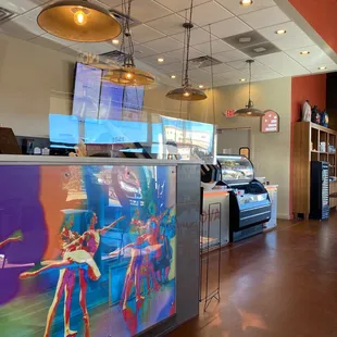 the inside of a restaurant