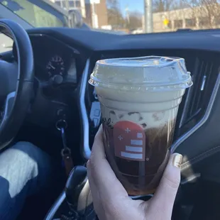 Cold brew with cold foam and honey