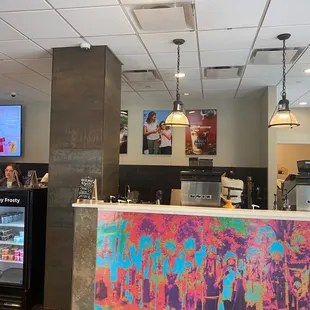 the interior of a coffee shop