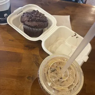 Chocolate muffin &amp; small cold brew with cream