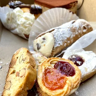Cookies by the Pound, Cannoli, Whipped Cream Eclair, Tiramisu