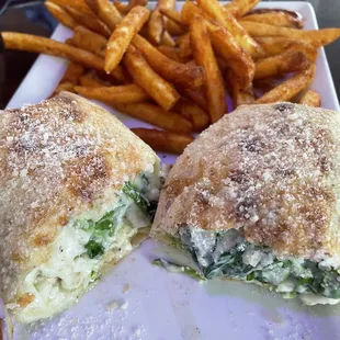 Chicken fiesta wrap with extra crispy fries