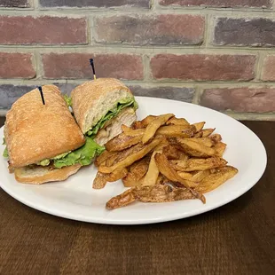 a sandwich and french fries