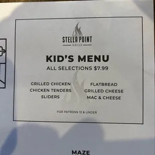 Kid's Menu