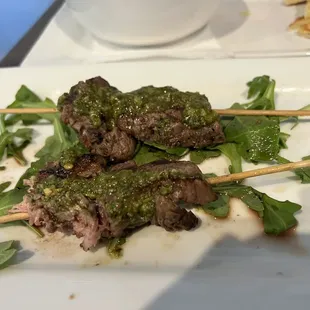 Couldn't wait to bite into our Steak bites. We ordered it medium wanted to show the nice pink. Tasted wonderful and juicy.