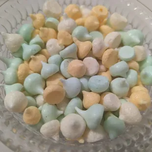 Meringue kisses in key lime, mango, &amp; piña colada