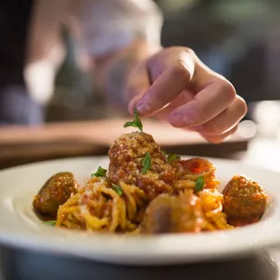 Mama Lucia&apos;s Spaghetti &amp; Meatballs - classic marinara, basil, parmesan