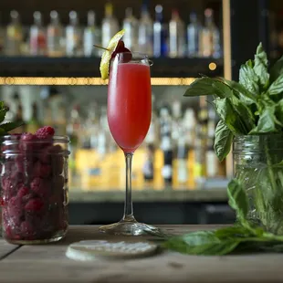 East Side Spritz - Wheatley vodka, bubbles, house-made raspberry limoncello