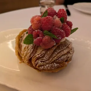 @endoedibles on Instagram 11/2/24  Sfogliatella - Raspberry &amp; crema diplomática, mint