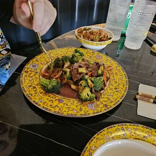 Beef and Broccoli with fried rice. Very good!