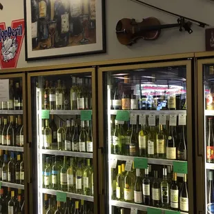 wine bottles in refrigerators