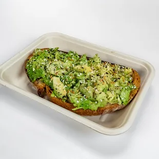 Smashed Avocado Toast Topped with Seasonings.