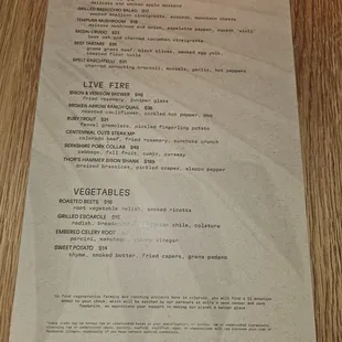 Food menu
