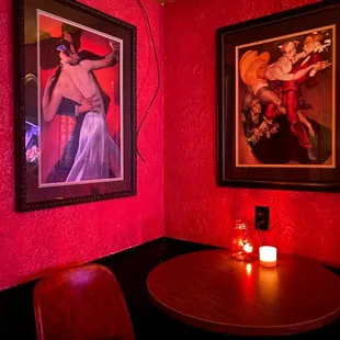  a woman in a red dress