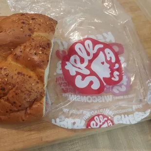 Loaf of spicy cheesy bread.