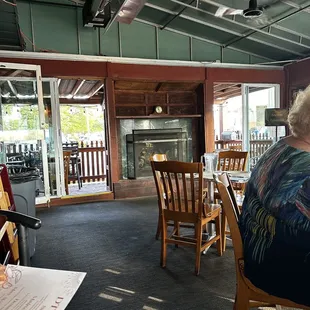 a woman sitting at a table