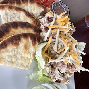 Almond Chicken salad with fresh pita
