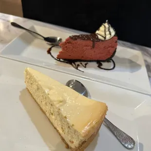 a slice of cheesecake and a piece of cheesecake