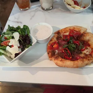 pizza and salad