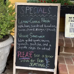 a menu on a chalk board
