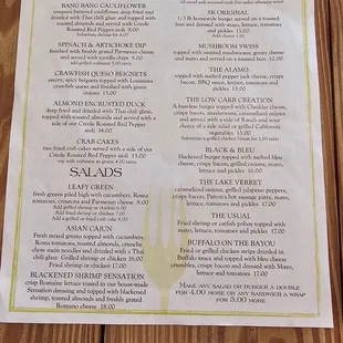 a menu on a wooden table