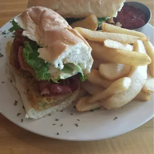 Fried green tomato Poboy!!!  Amazing!  ;)