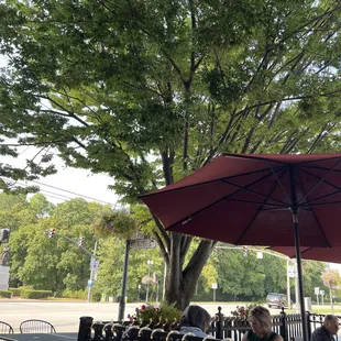 Outdoor seating with our little Chihuahua