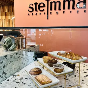 a display of baked goods