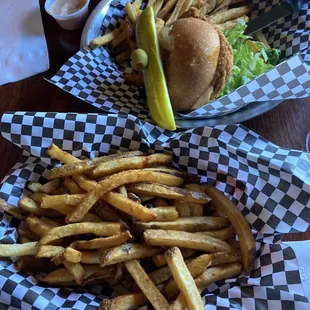 Fries and chicken sandwich