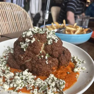 Cauliflower (roasted with feta and romesco-our waitress recommended a side of fries to dip in extra sauce which was brilliant!)
