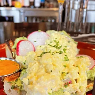 a plate of food on a table