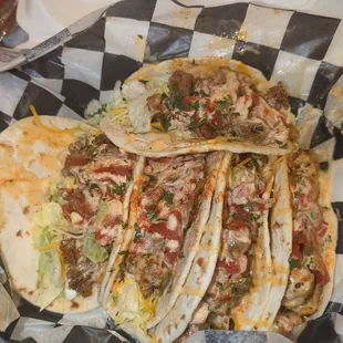 Chicken and steak tacos