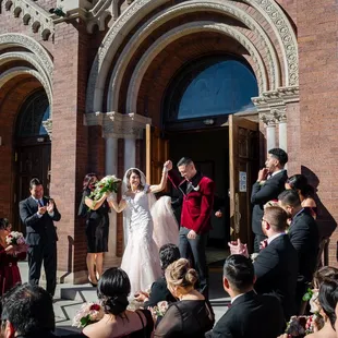 Couple exiting church