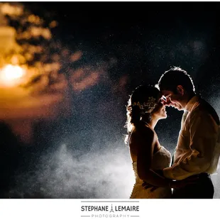 A wedding photo under the moon