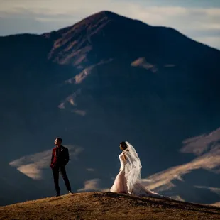 Couple in front of mountain