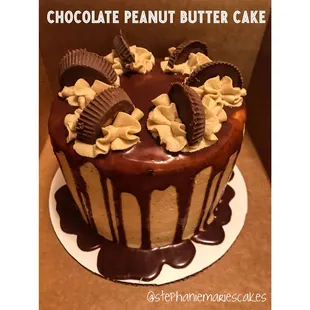 a chocolate peanut butter cake