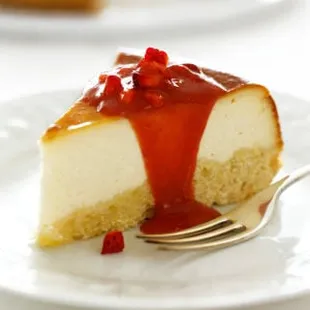 a slice of cheesecake on a plate