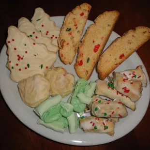 a plate of cookies and cookies