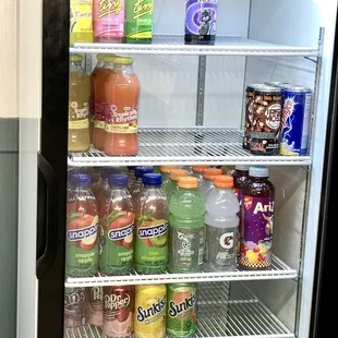 a refrigerator full of drinks