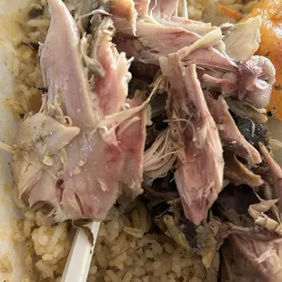 Under cooked BBQ jerk chicken.