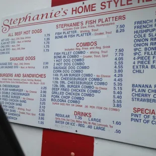 Menu Board at one of the drive-thru windows.