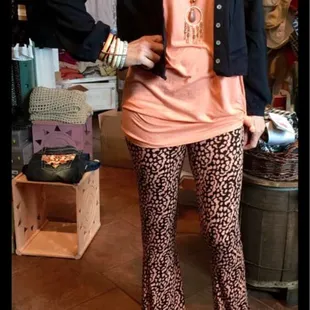 Awesome high waisted flares look great with this Michael Stars top!